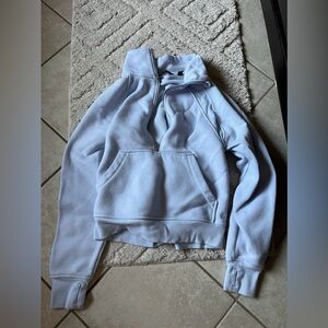 Medium sweatshirt. Smoke free home. I do have a cat.